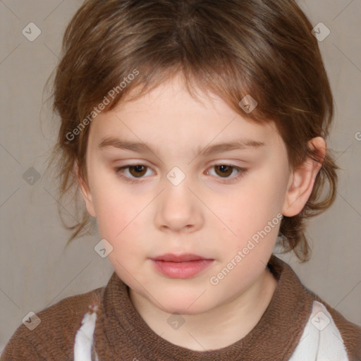 Neutral white child female with medium  brown hair and brown eyes