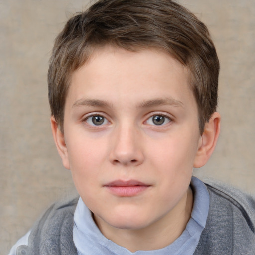 Neutral white child male with short  brown hair and brown eyes