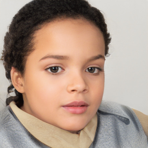 Neutral white child female with short  brown hair and brown eyes