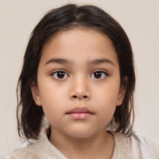 Neutral white child female with medium  brown hair and brown eyes