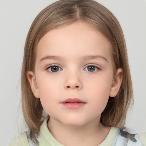 Neutral white child female with medium  brown hair and brown eyes