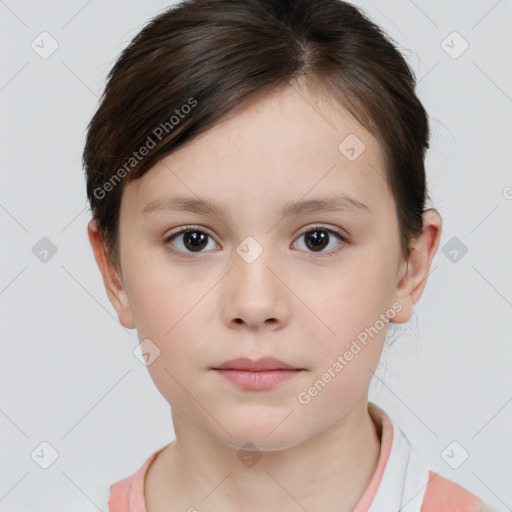 Neutral white child female with short  brown hair and brown eyes