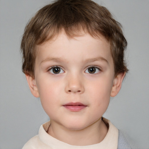 Neutral white child male with short  brown hair and brown eyes