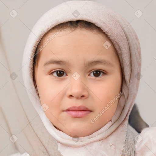 Neutral white child female with medium  brown hair and brown eyes