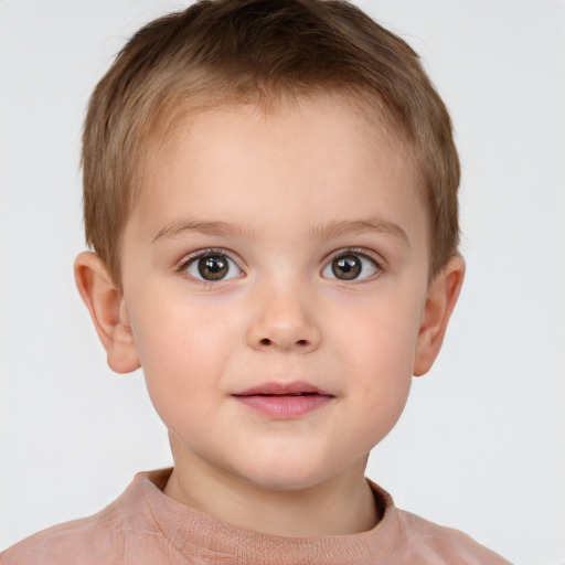 Neutral white child male with short  brown hair and brown eyes