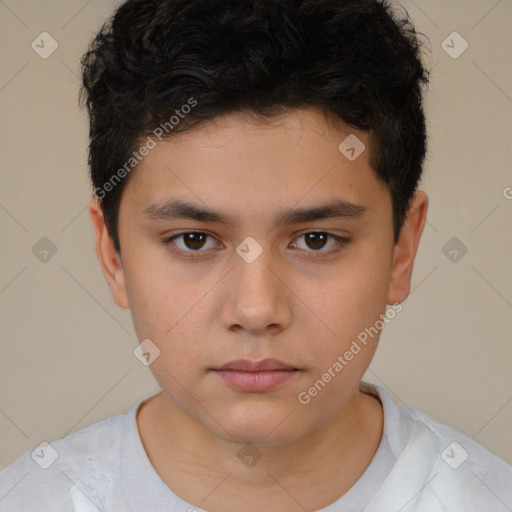 Neutral white child male with short  brown hair and brown eyes
