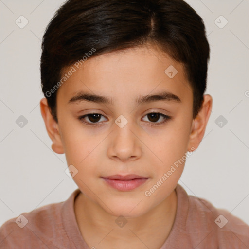 Neutral white child female with short  brown hair and brown eyes