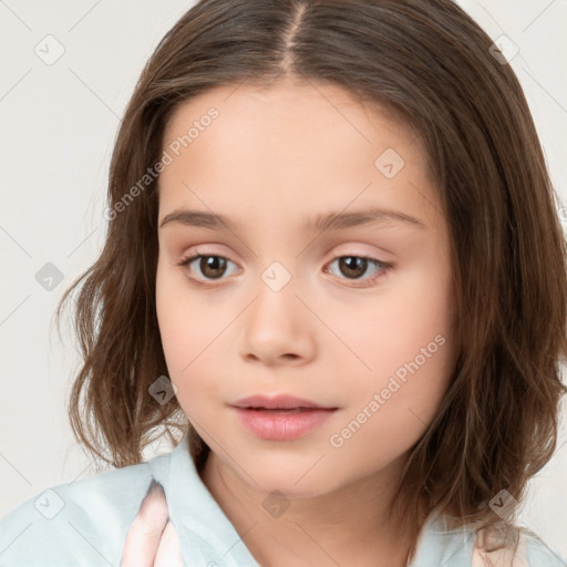 Neutral white child female with medium  brown hair and brown eyes