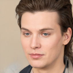 Neutral white young-adult male with medium  brown hair and brown eyes