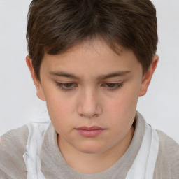 Neutral white child female with short  brown hair and brown eyes