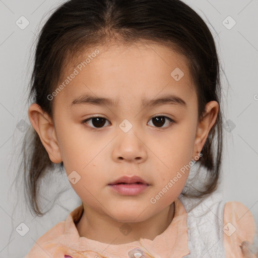 Neutral white child female with medium  brown hair and brown eyes