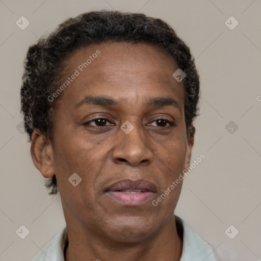 Neutral latino adult male with short  brown hair and brown eyes