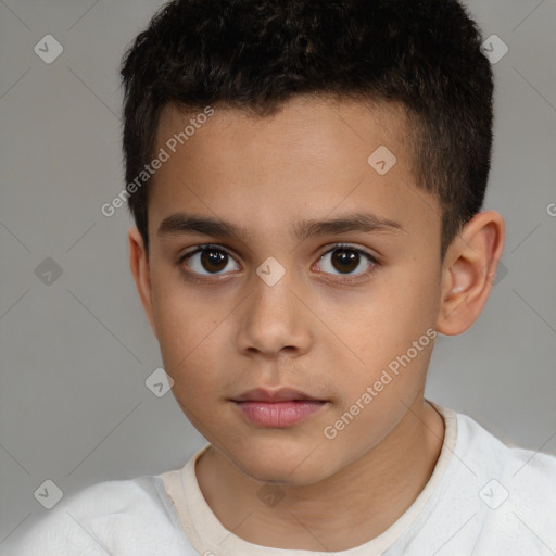 Neutral white child male with short  brown hair and brown eyes