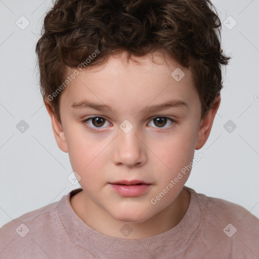 Neutral white child male with short  brown hair and brown eyes