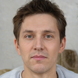 Neutral white adult male with short  brown hair and brown eyes