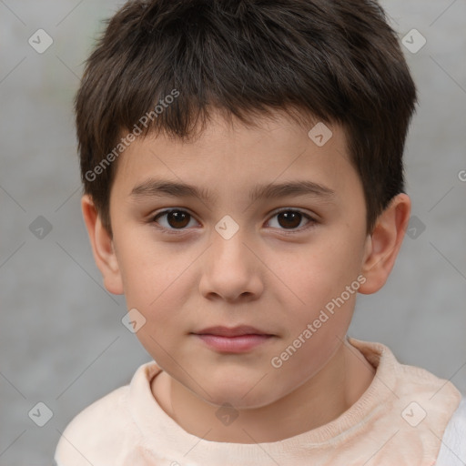 Neutral white child male with short  brown hair and brown eyes