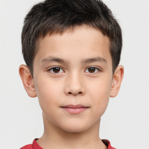 Neutral white child male with short  brown hair and brown eyes