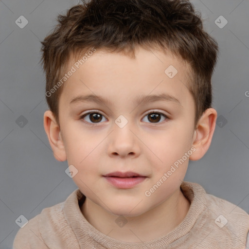 Neutral white child male with short  brown hair and brown eyes