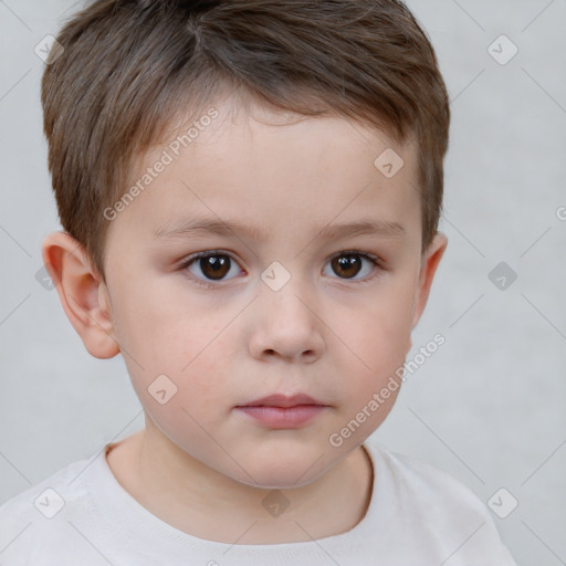 Neutral white child male with short  brown hair and brown eyes