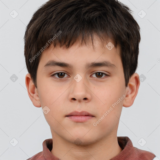 Neutral white child male with short  brown hair and brown eyes