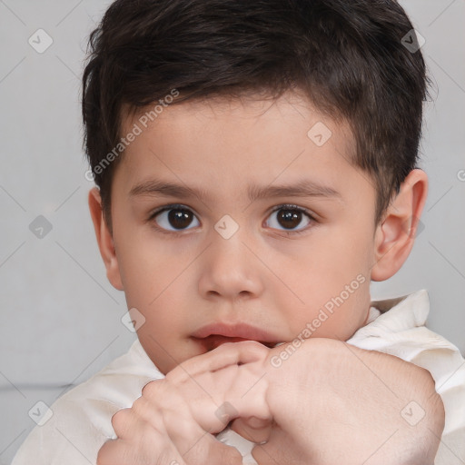 Neutral white child male with short  brown hair and brown eyes