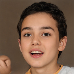 Joyful white young-adult male with medium  brown hair and brown eyes