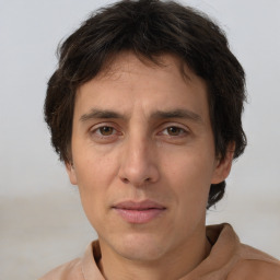 Neutral white adult male with short  brown hair and brown eyes