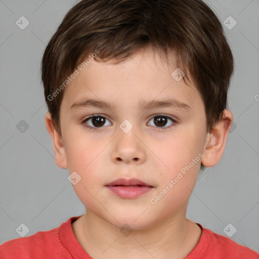 Neutral white child male with short  brown hair and brown eyes