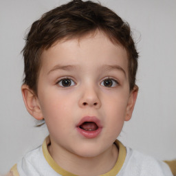 Neutral white child male with short  brown hair and brown eyes