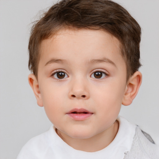 Neutral white child male with short  brown hair and brown eyes