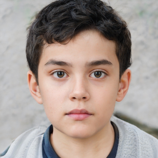 Neutral white child male with short  brown hair and brown eyes