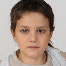 Neutral white child female with short  brown hair and brown eyes