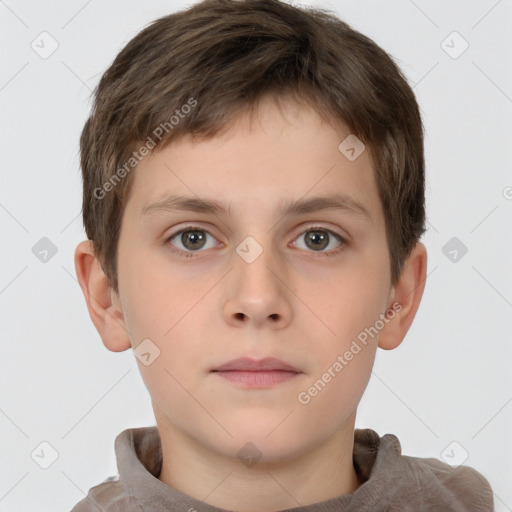 Neutral white child male with short  brown hair and brown eyes