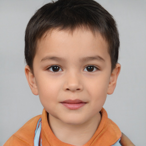 Neutral white child male with short  brown hair and brown eyes