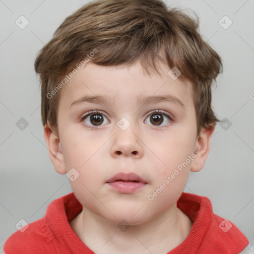 Neutral white child male with short  brown hair and brown eyes