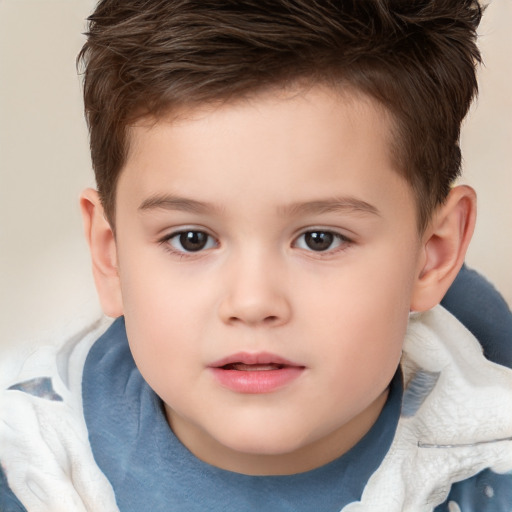 Neutral white child male with short  brown hair and brown eyes