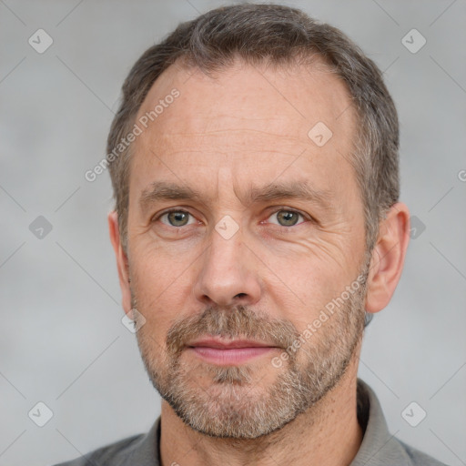 Neutral white adult male with short  brown hair and brown eyes