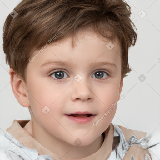 Neutral white child male with short  brown hair and brown eyes