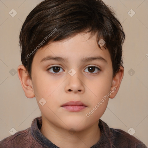 Neutral white child male with short  brown hair and brown eyes