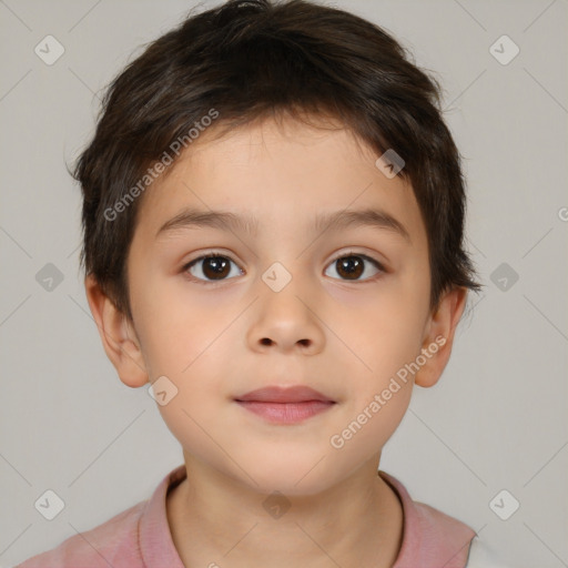 Neutral white child male with short  brown hair and brown eyes