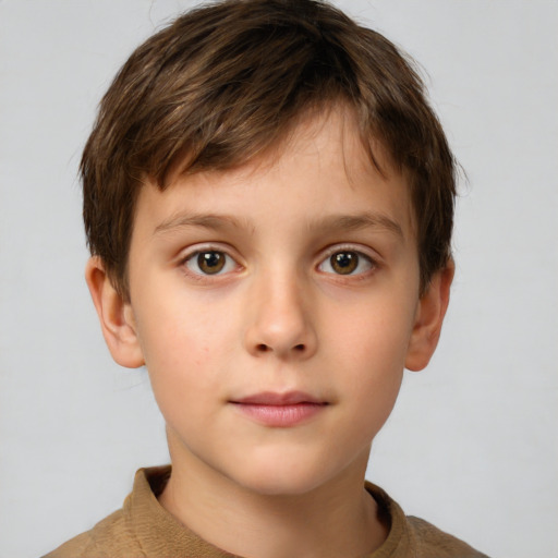 Neutral white child male with short  brown hair and brown eyes