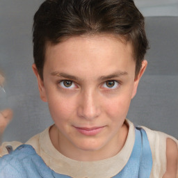 Neutral white young-adult female with short  brown hair and brown eyes