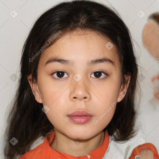 Neutral white child female with medium  brown hair and brown eyes