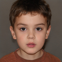 Neutral white child male with short  brown hair and brown eyes