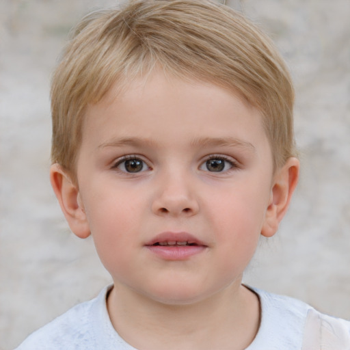 Neutral white child male with short  brown hair and blue eyes