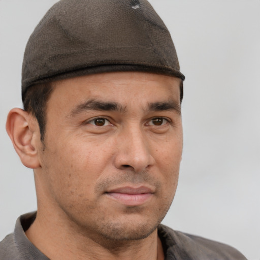 Neutral white adult male with short  brown hair and brown eyes
