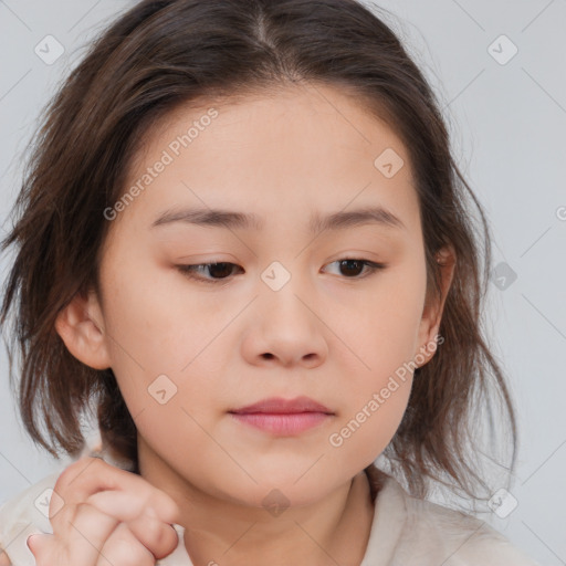 Neutral white child female with medium  brown hair and brown eyes