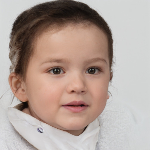 Neutral white child female with short  brown hair and brown eyes