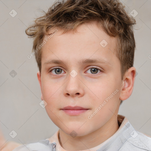 Neutral white child male with short  brown hair and brown eyes