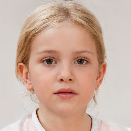 Neutral white child female with medium  brown hair and brown eyes